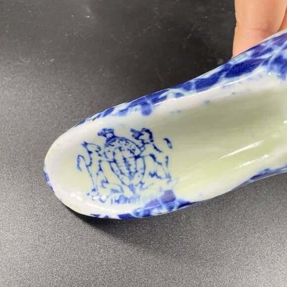Vintage Victorian Era Inspired Ceramic Boot Shoe Planter Small Vase Floral Blue - Picture 7 of 13